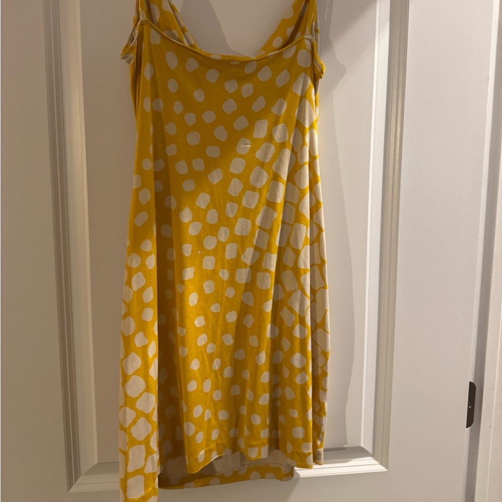 Yellow with white polka dots dress